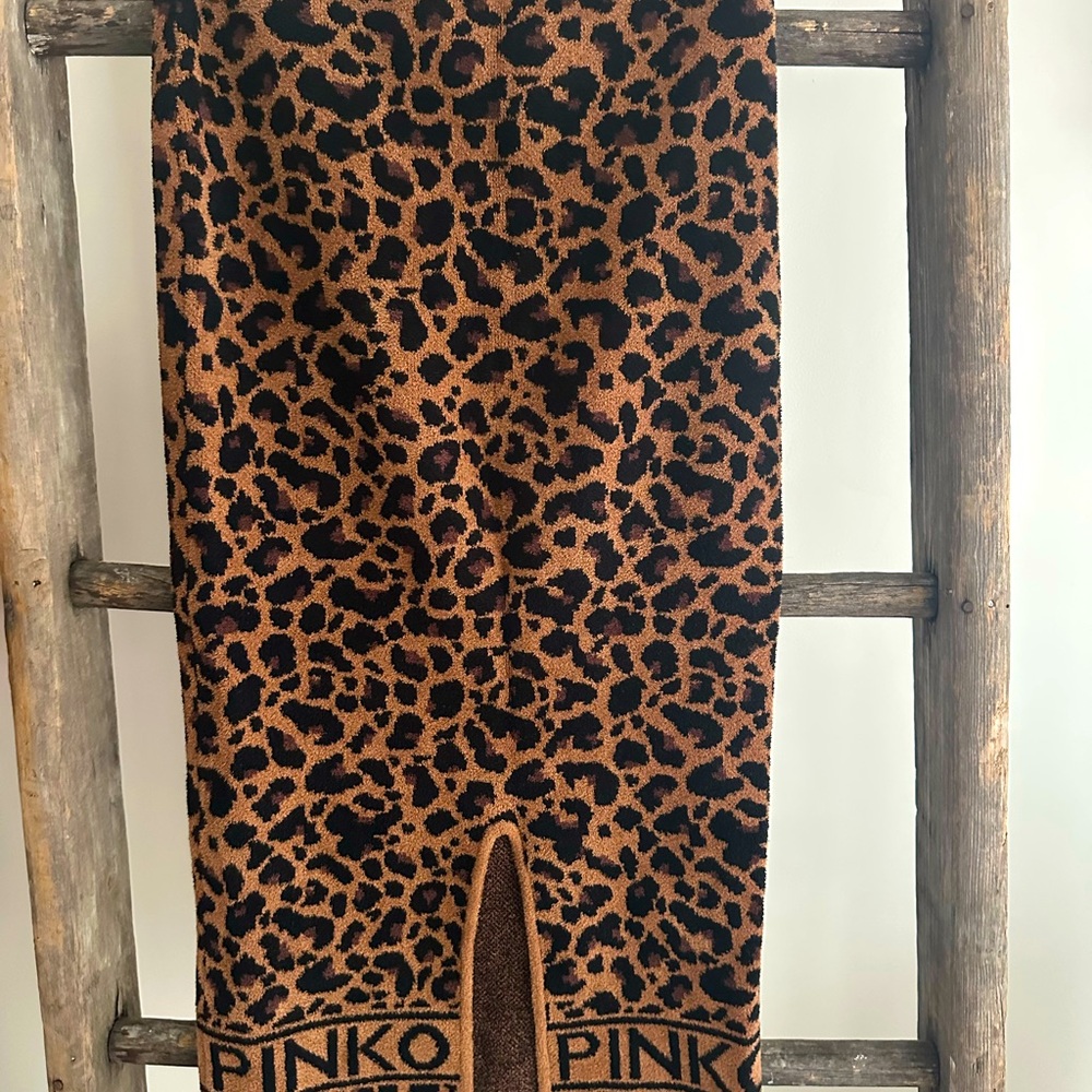 Pinko Animal Print Skirt in Brown and Black